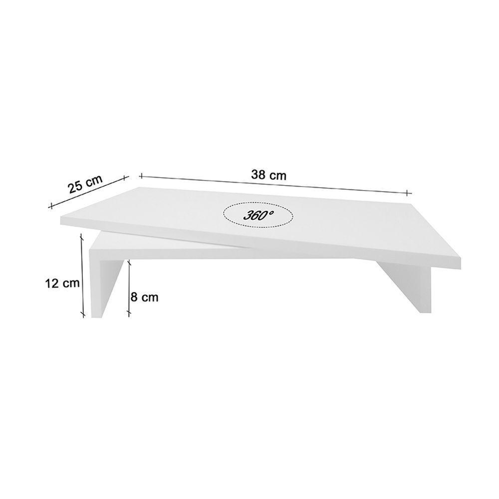 Suporte De Mesa Base Giratório Com Nicho 360° Para Monitor Branco - 6