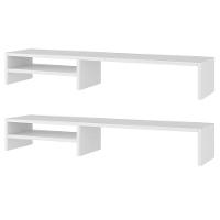 Kit 02 Suportes Stand-pro Base Para Monitor Soft Elevado 95cm Em Mdf Com 01 Prateleira Branco - 1