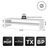 Kit 02 Suportes Stand Base Tela Monitor Soft Elevado 65cm Em Mdf Com 01 Prateleira Branco - 13
