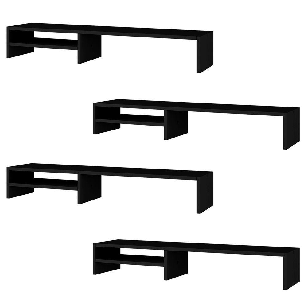Kit 04 Suportes Stand-pro Base Para Monitor Soft Elevado 95cm Em Mdf Com 01 Prateleira Preto - 1