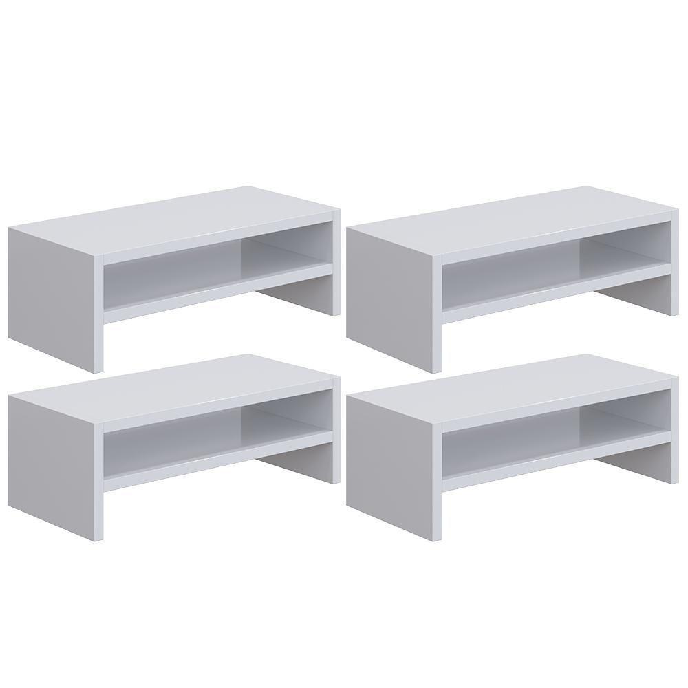 Kit 4 Suportes Stand Para Monitores Mesa Escritório Branco - 1