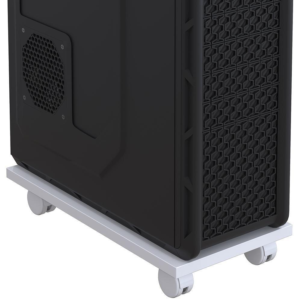 Suporte Para Cpu Com Rodízios Cyber L03 Branco - Lyam Decor - 6