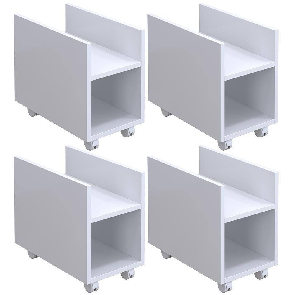 Kit 4 Suportes Para Cpu E Nobreak Com Rodízios Guide Branco - 1