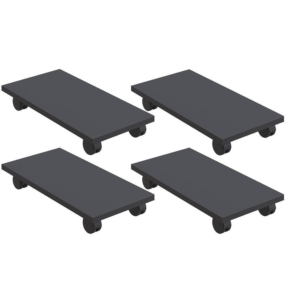 Kit 04 Suportes Para Cpu Com Rodízios Cyber L03 Preto - 1