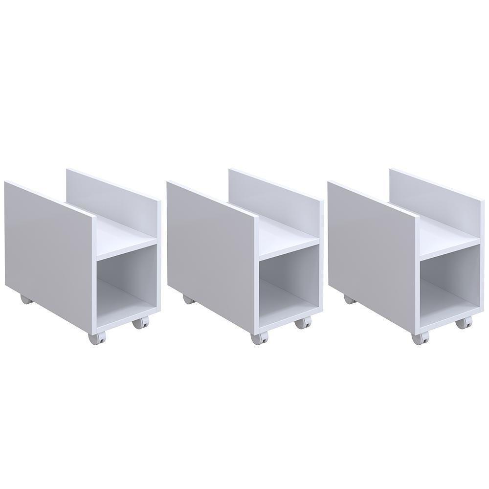 Kit 3 Suportes Para Cpu E Nobreak Com Rodízios Guide Branco - 1