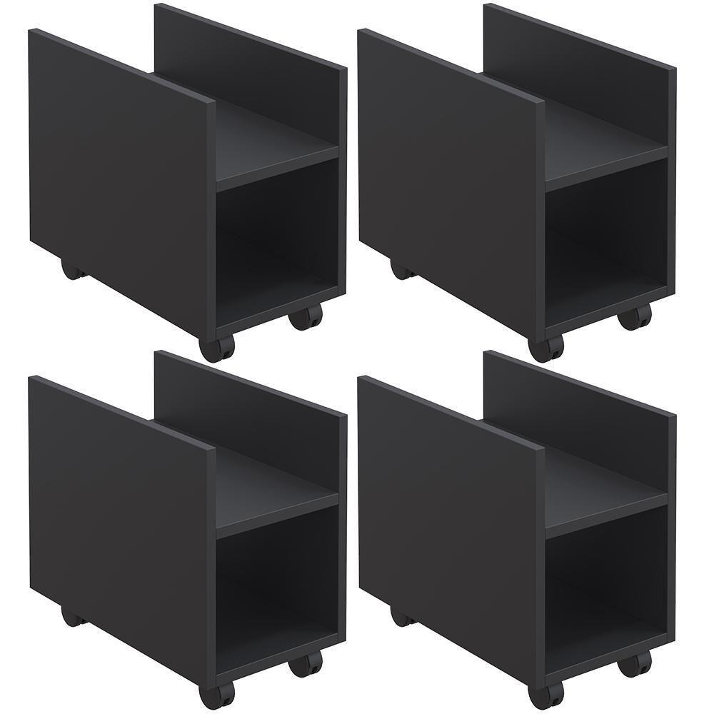 Kit 4 Suportes Para Cpu E Nobreak Com Rodízios Guide Preto - 1