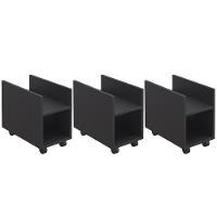 Kit 3 Suportes Para Cpu E Nobreak Com Rodízios Guide Preto - 1