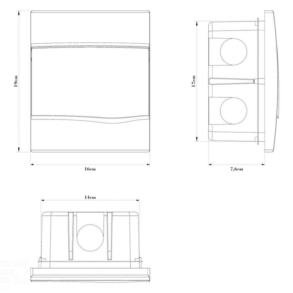 Quadro De Distribuição De Embutir 5 Din Ou 3 Nema Tramontina Com Porta Transparente Tramontina - 2