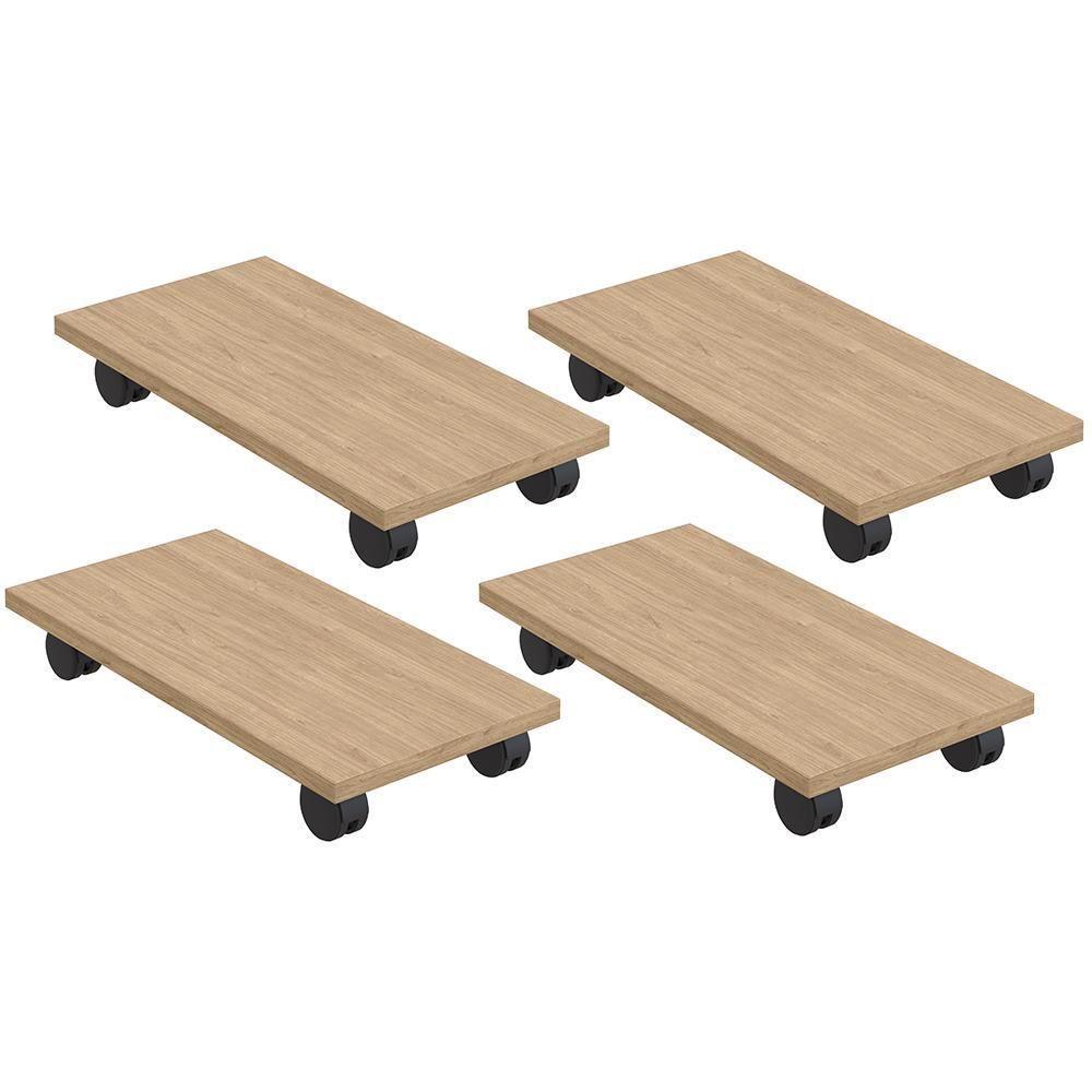 Kit 04 Suportes Para Cpu Com Rodízios Cyber L03 Amadeirado - Lyam - 1