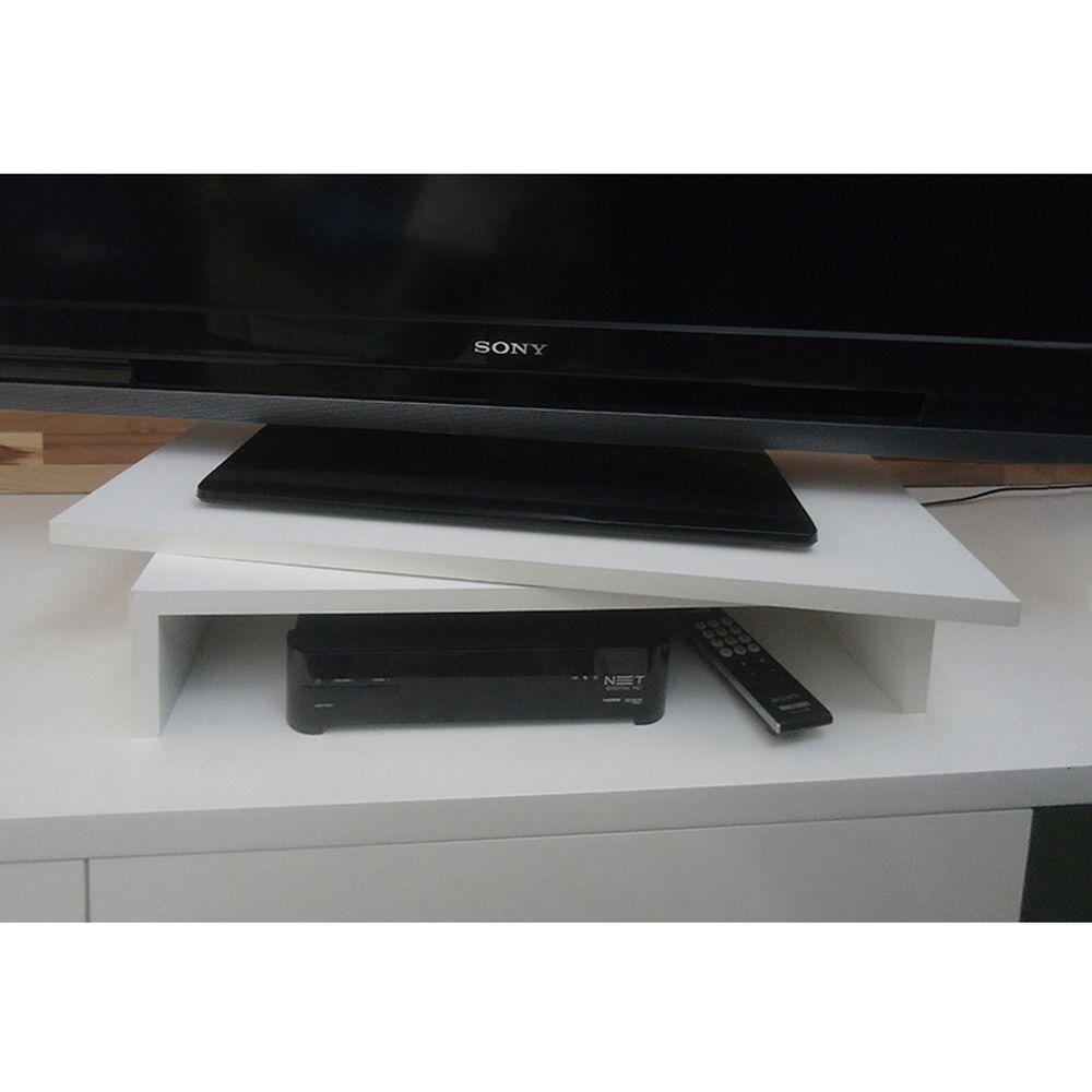 Suporte De Mesa Base Giratório Com Nicho 360° Para Monitor Tv Branco - 2