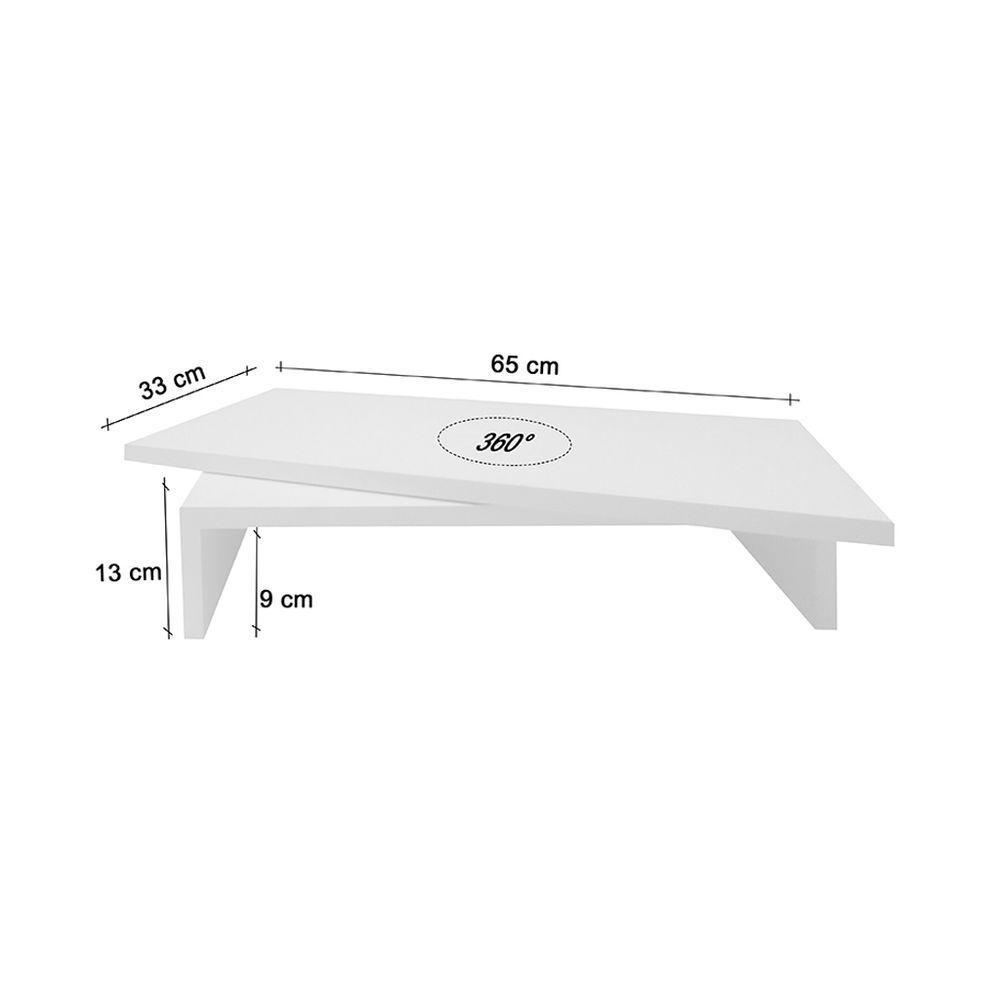 Suporte De Mesa Base Giratório Com Nicho 360° Para Monitor Tv Branco - 4
