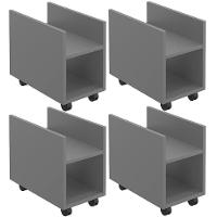 Kit 04 Suportes Para Cpu E Nobreak Com Rodízios Guide L03 Cinza - Lyam - 1