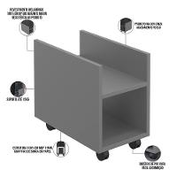 Kit 04 Suportes Para Cpu E Nobreak Com Rodízios Guide L03 Cinza - Lyam - 15