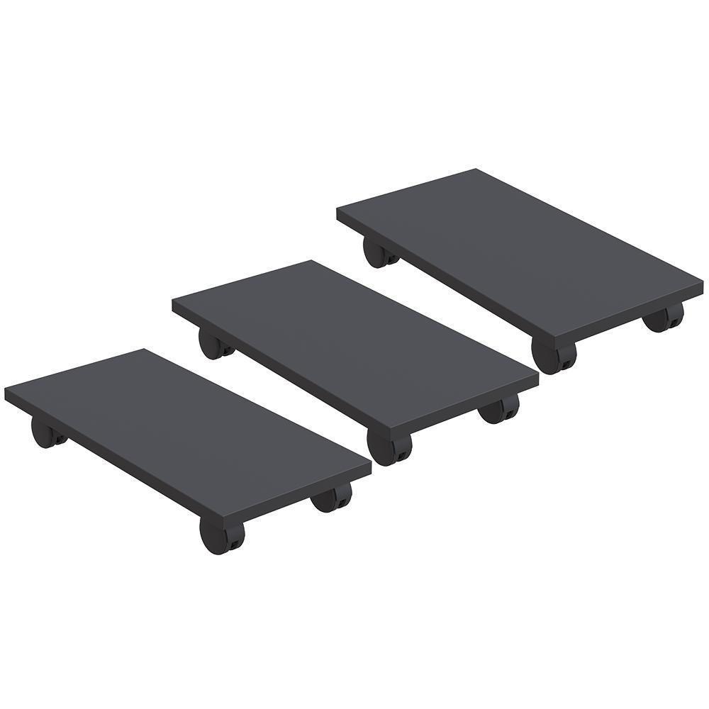 Kit 03 Suportes Para Cpu Com Rodízios Cyber L03 Preto - 1