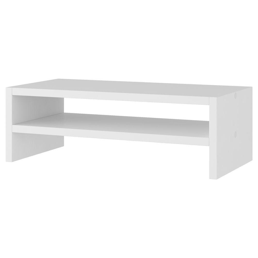 Kit 04 Suportes Stand Base Para Monitor Soft Elevado 45cm Em Mdf Com 01 Prateleira Branco - 4
