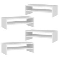 Kit 04 Suportes Stand Base Para Monitor Soft Elevado 45cm Em Mdf Com 01 Prateleira Branco - 1