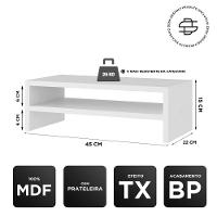 Kit 04 Suportes Stand Base Para Monitor Soft Elevado 45cm Em Mdf Com 01 Prateleira Branco - 9