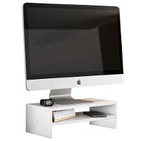 Kit 04 Suportes Stand Base Para Monitor Soft Elevado 45cm Em Mdf Com 01 Prateleira Branco - 11