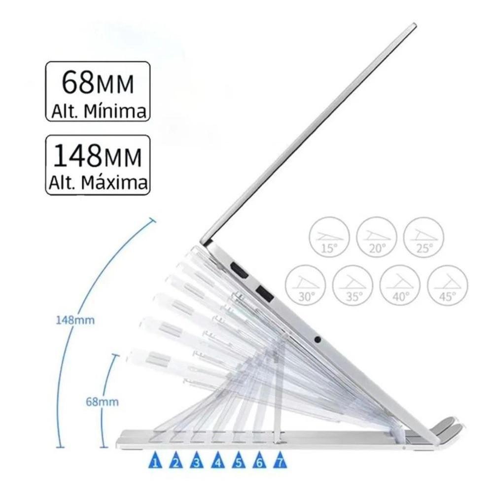 Suporte Dobrável Notebook Macbook E Tablet Slim Alumínio - 5