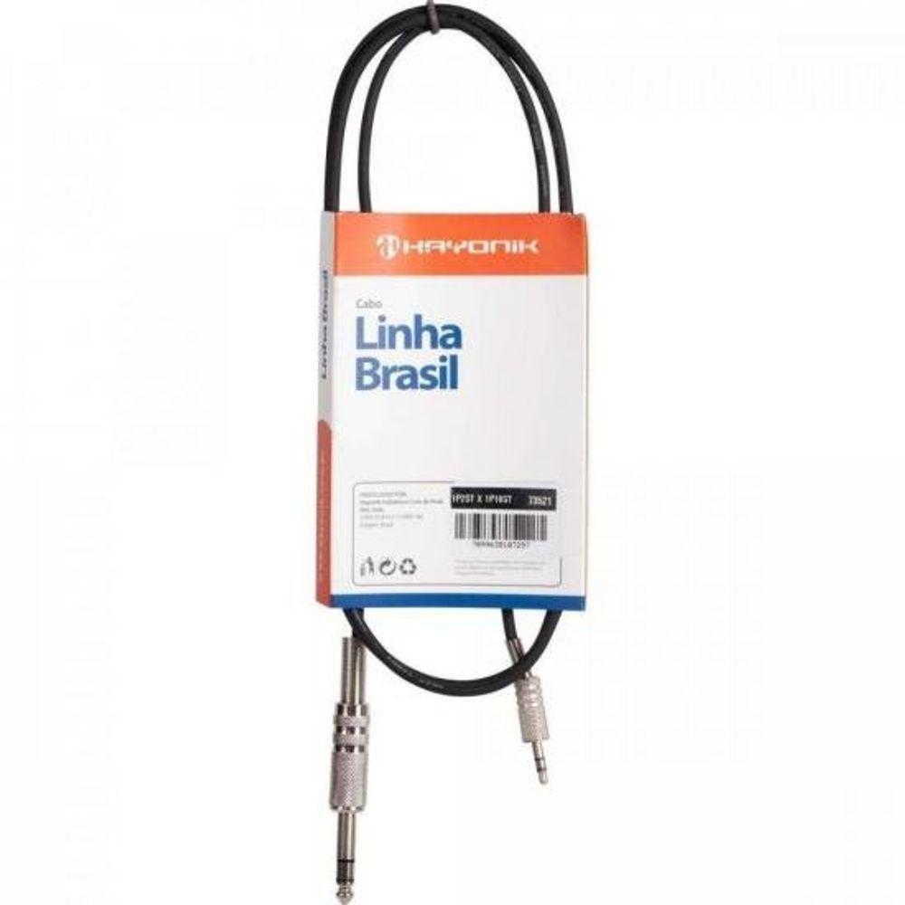 Cabo De áudio Hayonik Linha Brasil P2 Estéreo X P10 Estéreo 1,5m Preto - 2