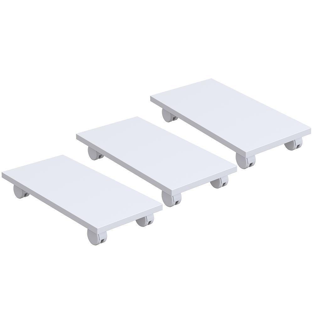 Kit 03 Suportes Para Cpu Com Rodízios Cyber L03 Branco - 1