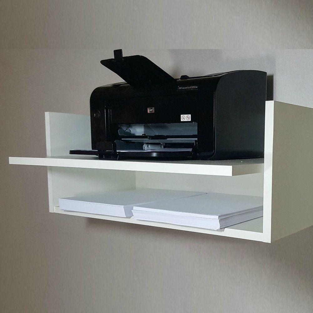 Suporte Para Impressora Com Nicho Branco Em Mdf - 3