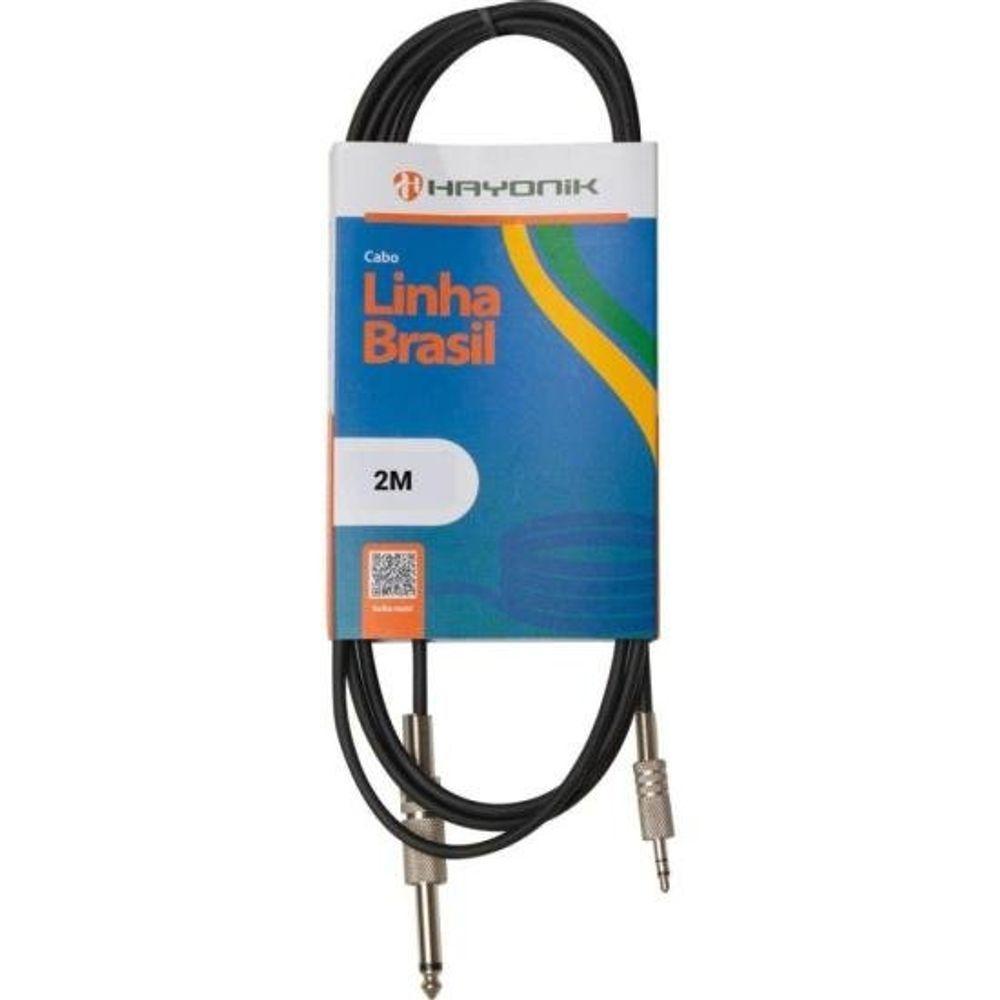 Cabo De áudio Linha Brasil P2 Estéreo X 1 P10 Mono 2m Preto Hayonik - 1