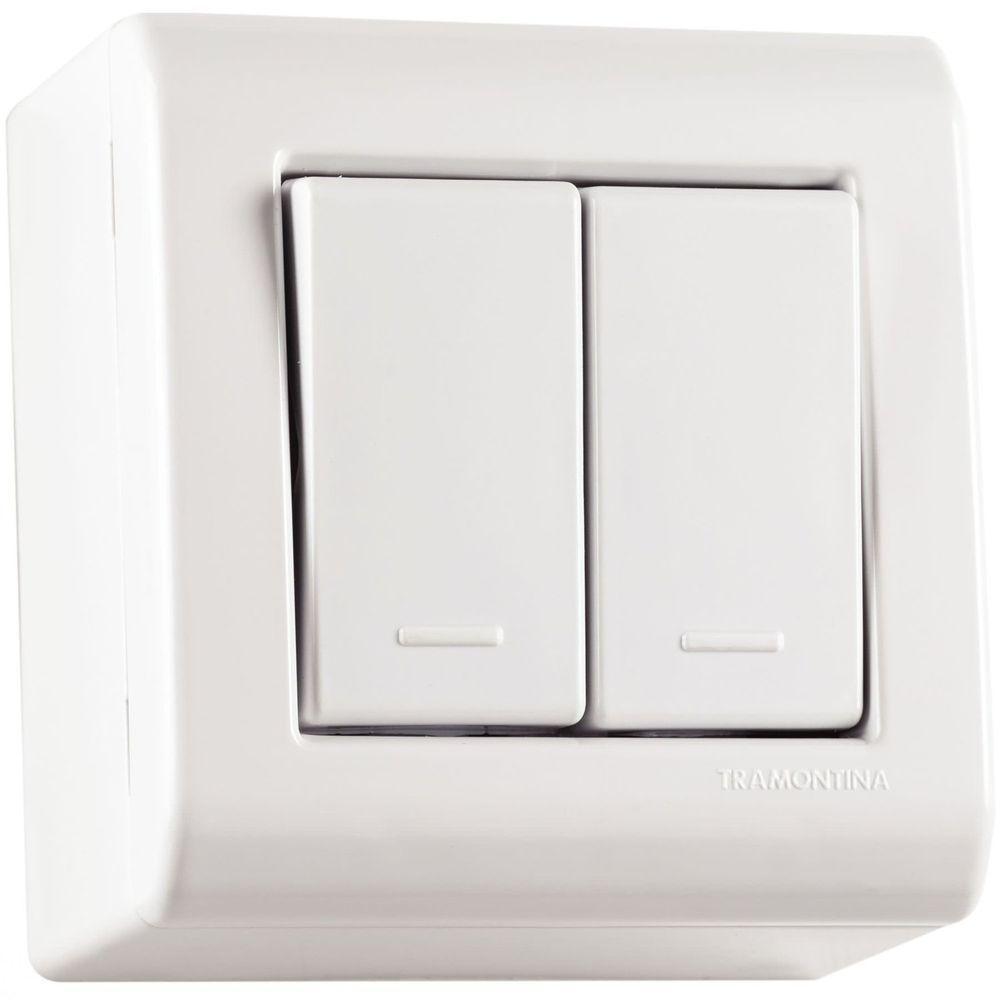 Caixa De Sobrepor Com 2 Interruptores Simples 10 A 250 V Tramontina Lizflex Branca Tramontina - 2