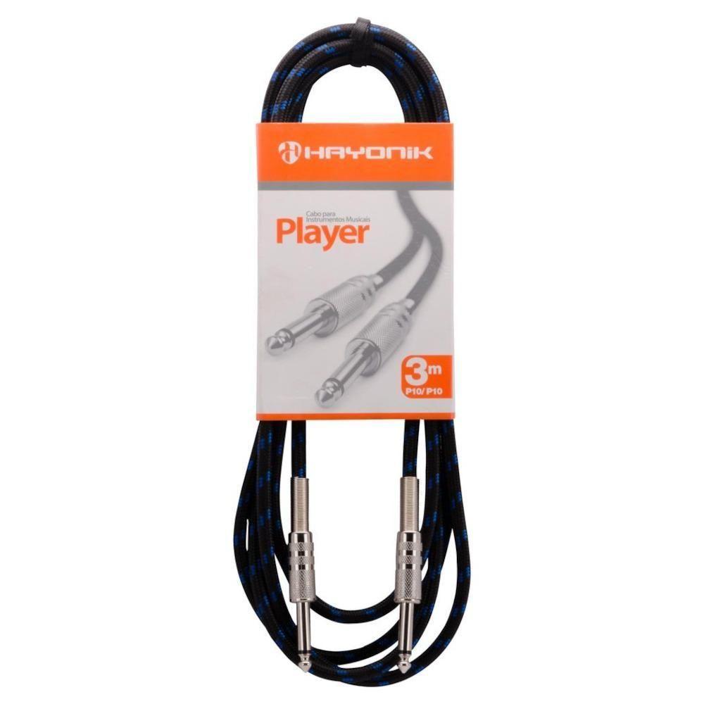 Cabo P10/p10 3 Metros Hayonik Preto/azul - 1