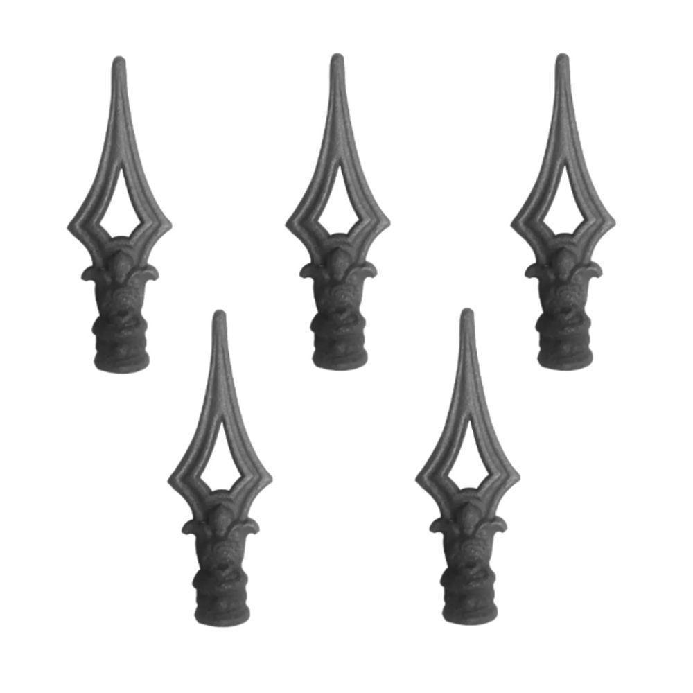 Kit 5 Ponteiras Ponta De Lança Ferro N07 Grade Portão Muro - 1