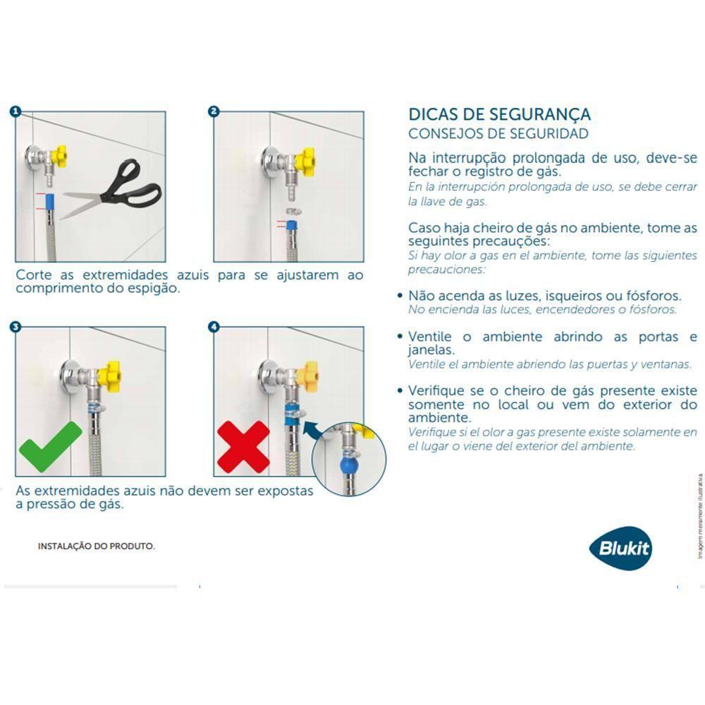 Engate Flexível De Gás Para Espigão 3/8 Com 1,25m - Blukit - 5