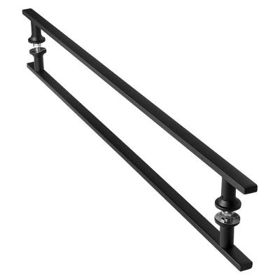 Puxador De Porta Preto Inox Vidro Pivotante 1 Metro M.S