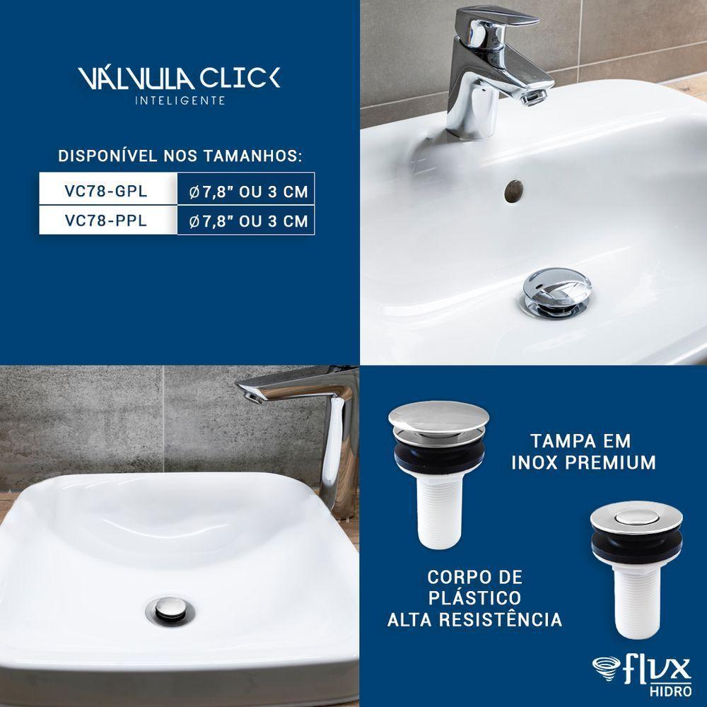 Válvula Click 7/8 Tampa Grande - Corpo Pvc Inox - 4