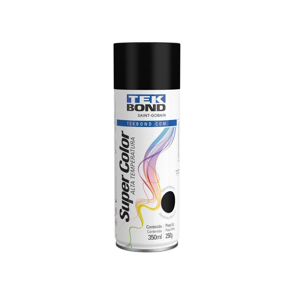 Tinta Aerossol Alta Temperatura 350ml - Tekbond Preto Fosco - 1