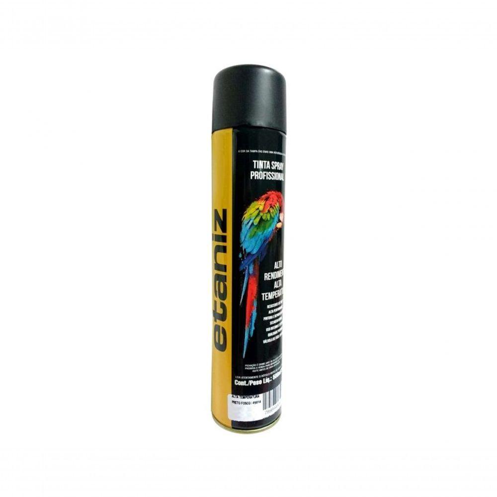Tinta Spray Etaniz Alta Temp Preto Fosco 210G/400Ml C/6Pcs - 1