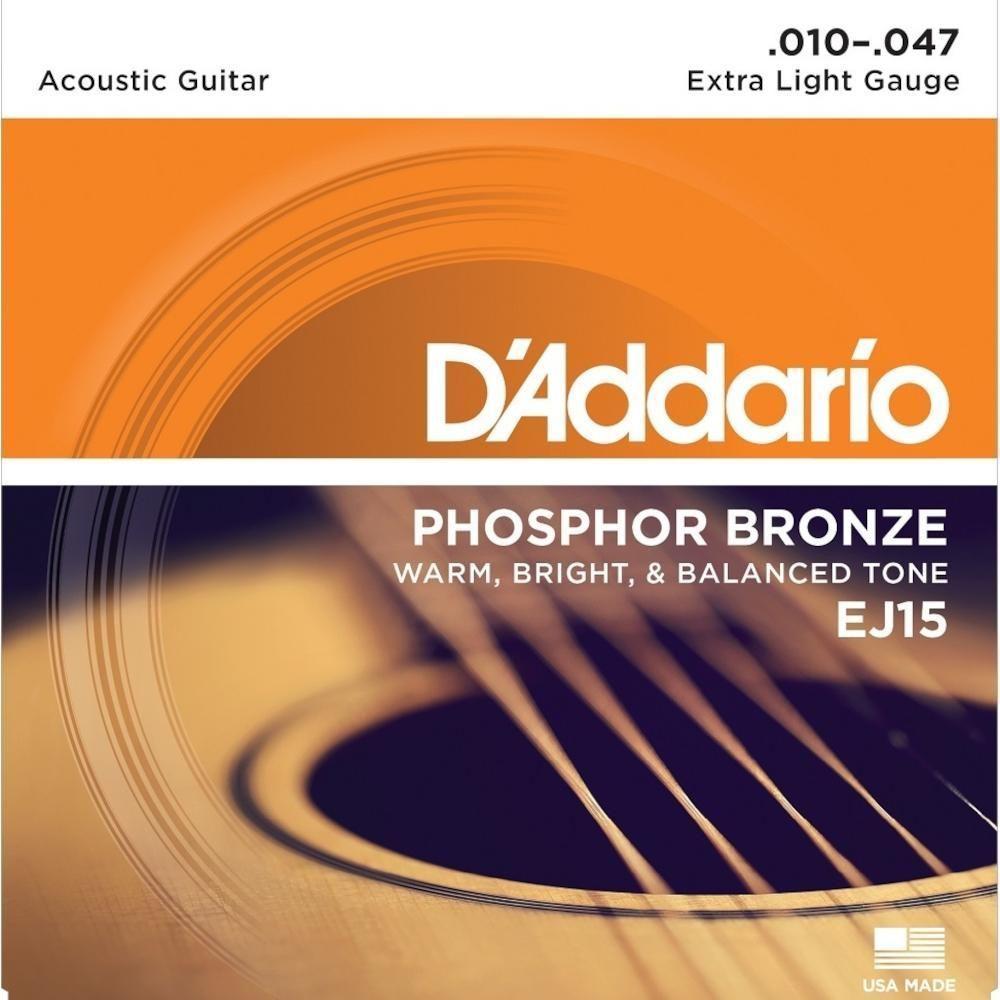Encordoamento D Addario Violão Ej15 Phosphor Bronze 0.10-47 - 1