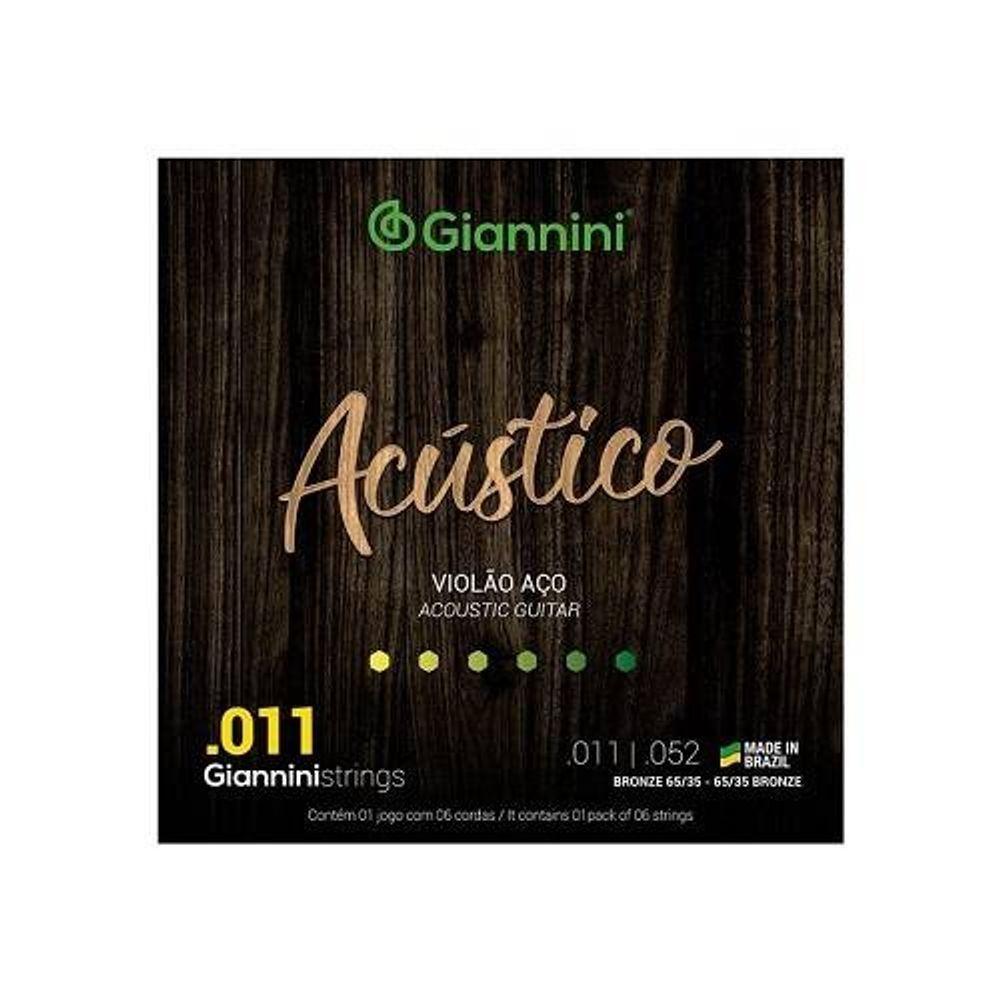 Encordoamento Giannini P-violão Aço Bronze 65-35 0.011" Gespw - 1