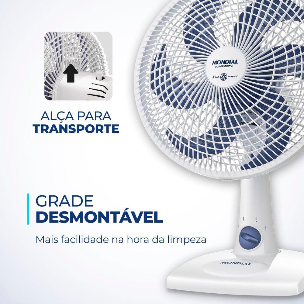 Ventilador De Mesa Mondial - 06 Pás - Vsp-30-w Vent 30cm Vsp-30-w 127v/60hz Super Power - 4