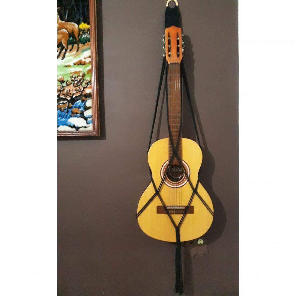 Suporte Violão Macramê Preto - 3