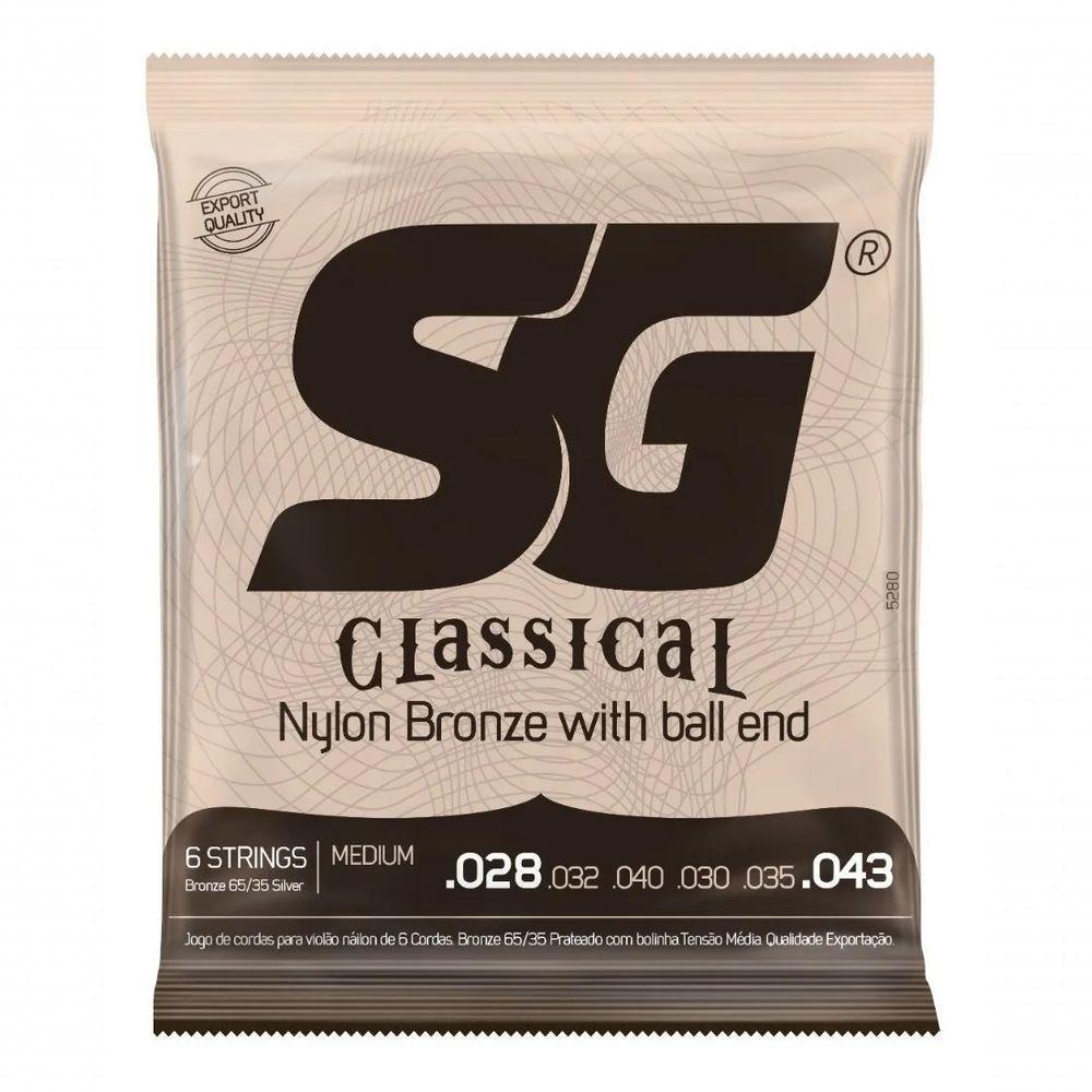 Encordoamento P-violão Nylon Bronze 65-35 Prata C-bolinha Tensão Média Sg 0.028 - 1