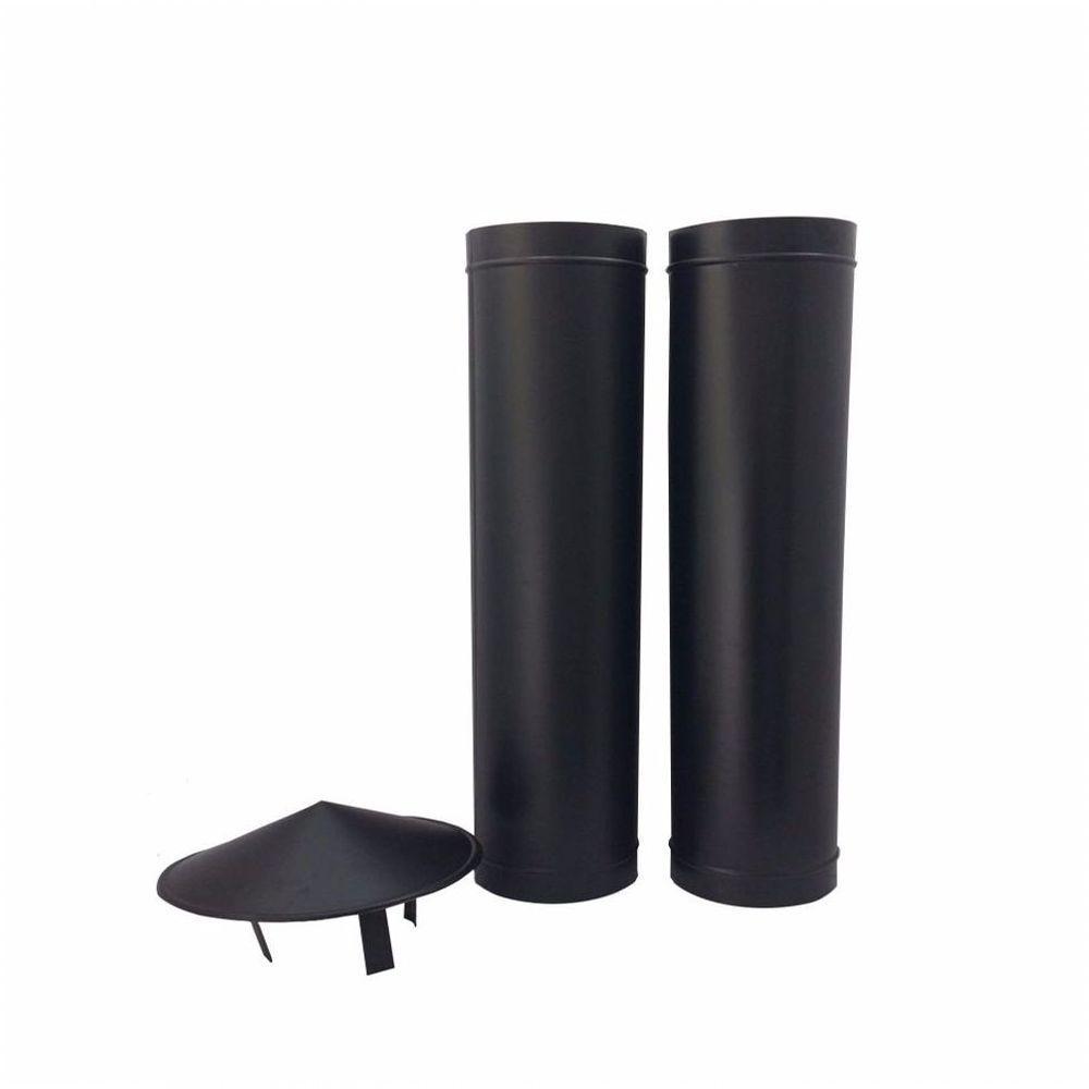 1,20 M De Duto Preto De 100 Mm De Diâmetro Com Chapéu Chinês - 1