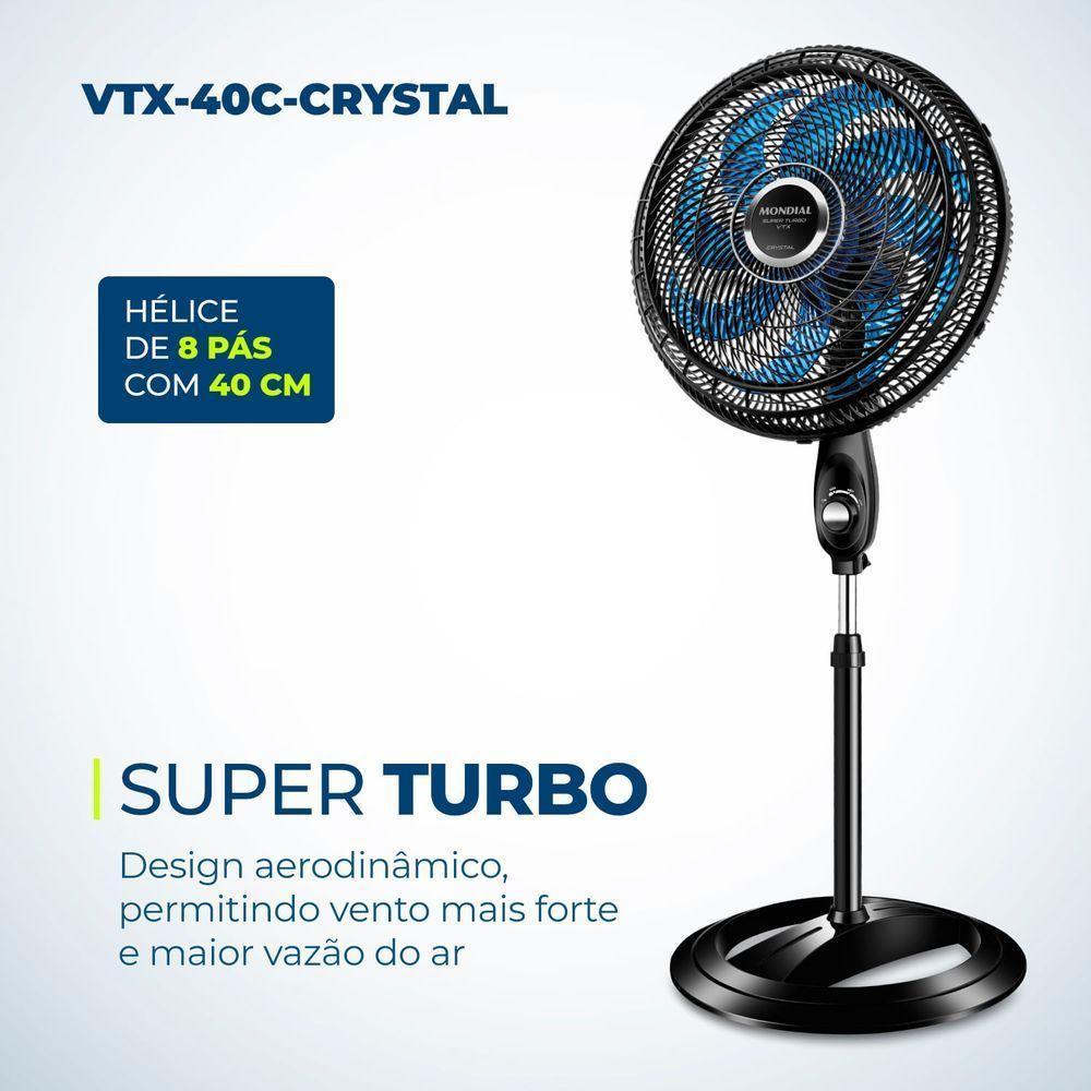 Ventilador De Coluna Super Turbo 8 Pás Mondial - Vtx-40c-crystal Vent 40cm Vtx-40c-crystal 127v/60hz . - 5