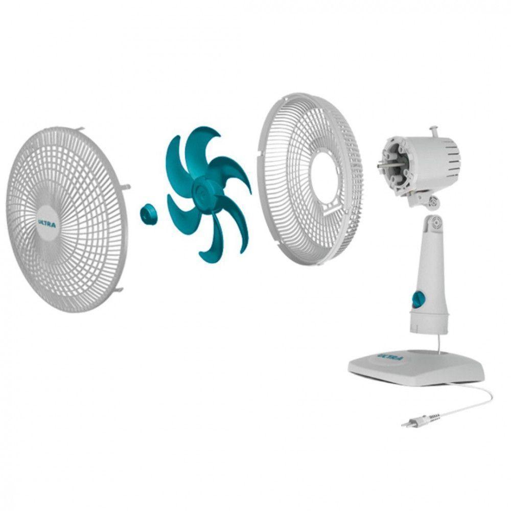 Ventilador De Mesa Mondial Ultra V-30-6p 30cm 6 Pás 3 Velocidades 50w Branco Com Azul 220 V - 4