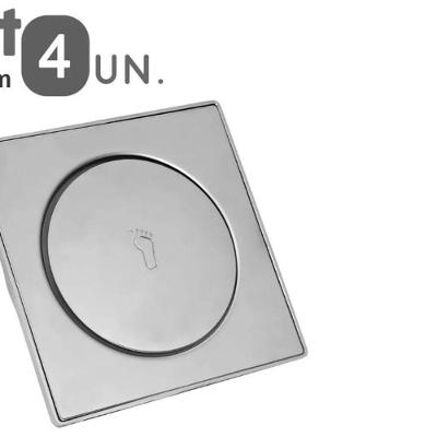 Kit 4 Ralos Click Aço Inox Pop Up Banheiro Lavabo Casa 15x15