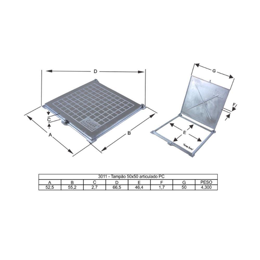 Tampa Tampão De Chão Articulado Com Porta Cadeado 50x50cm - 2