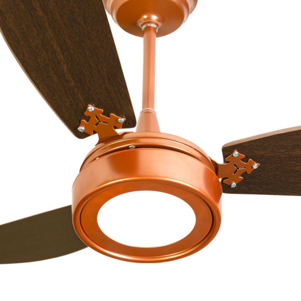 Ventilador De Teto Venti-delta New Light Led Cobre Com 3 Pás Marrom Luz Branca 6000k 110v - 2
