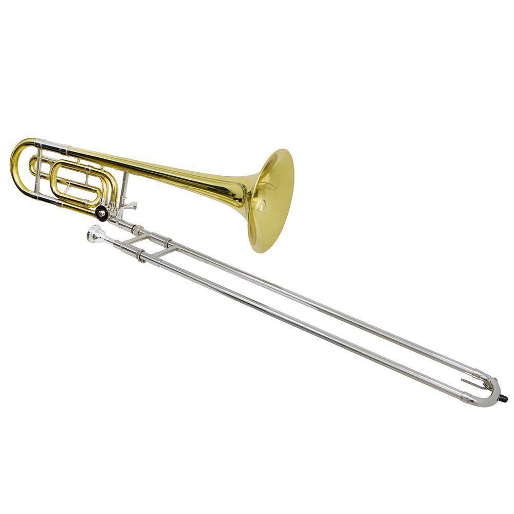 Trombone De Vara c/Rotor Laqueado Dourado c/Case New York - 1