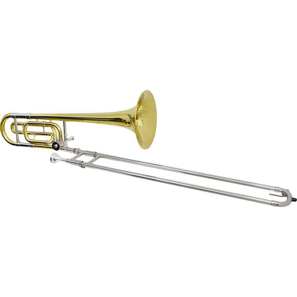 Trombone De Vara c/Rotor Laqueado Dourado c/Case New York - 7