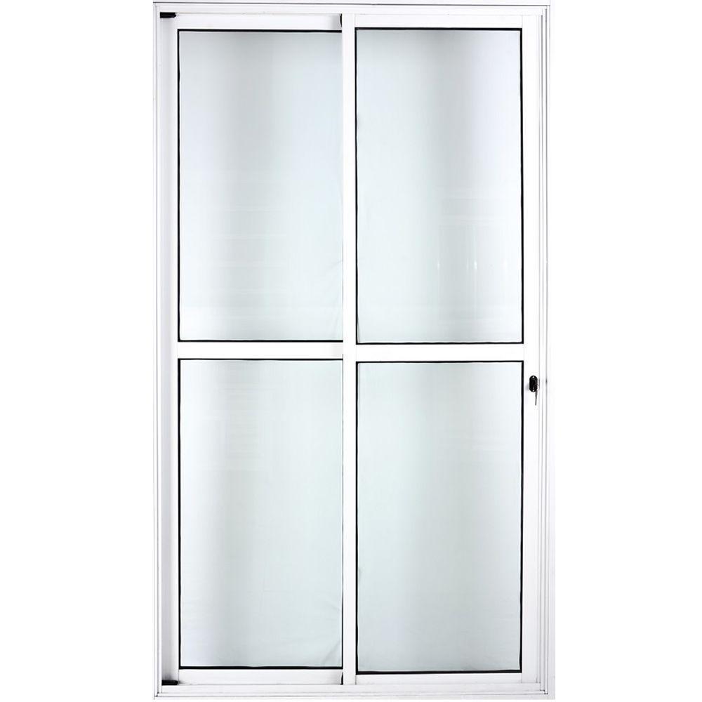 Porta De Alumínio De Correr 2 Folhas 25 c/Chave Branco - 1