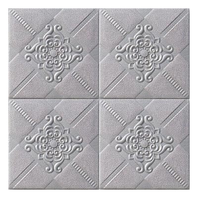 Kit 4 Painel Auto Adesivo Placa 3d Ladrilhos Prateados 70x70cm